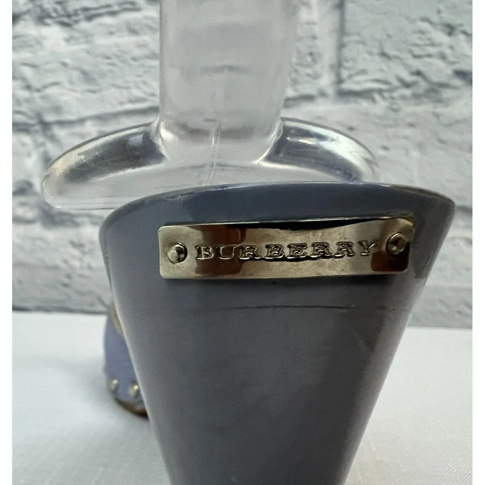 Burberry Lilac Slide Buckle Sandal Leather & Patent Covered 3 in Heel‎ SZ 38/7.5